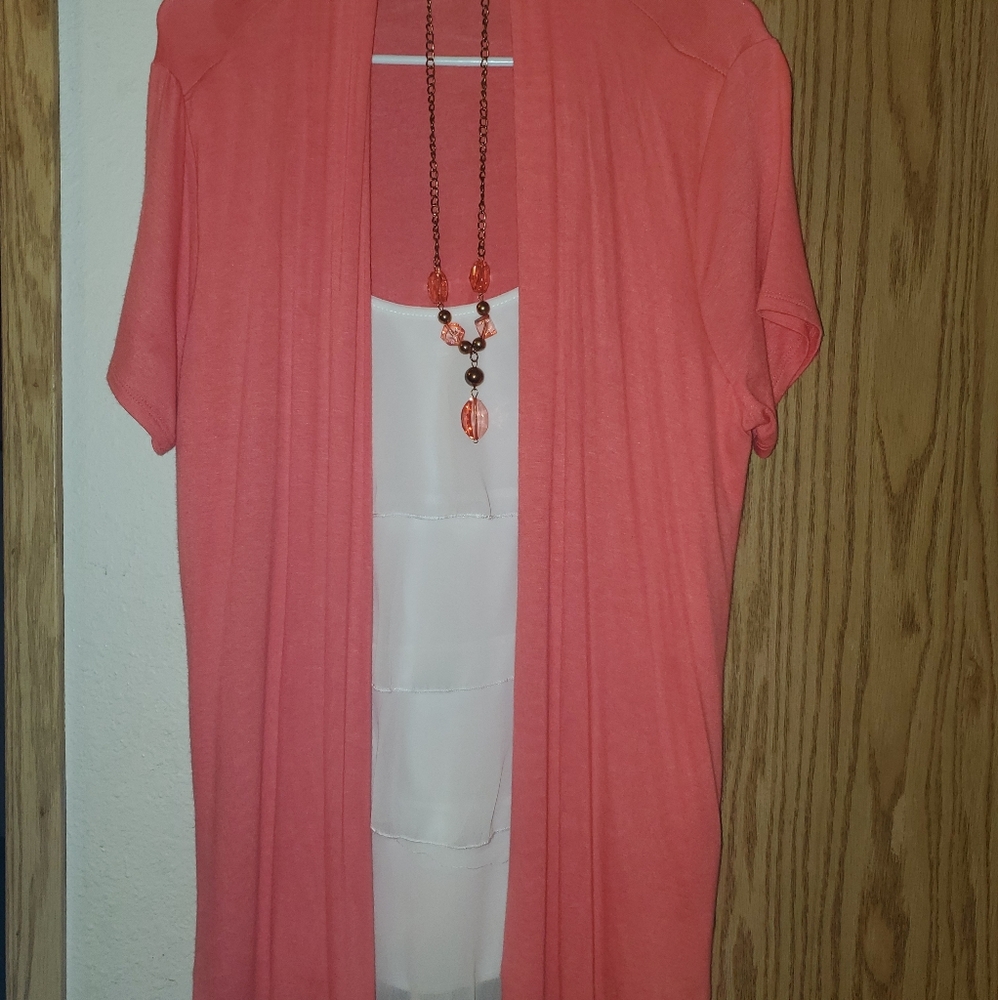 NWOT Salmon Cardigan With Attached Blouse